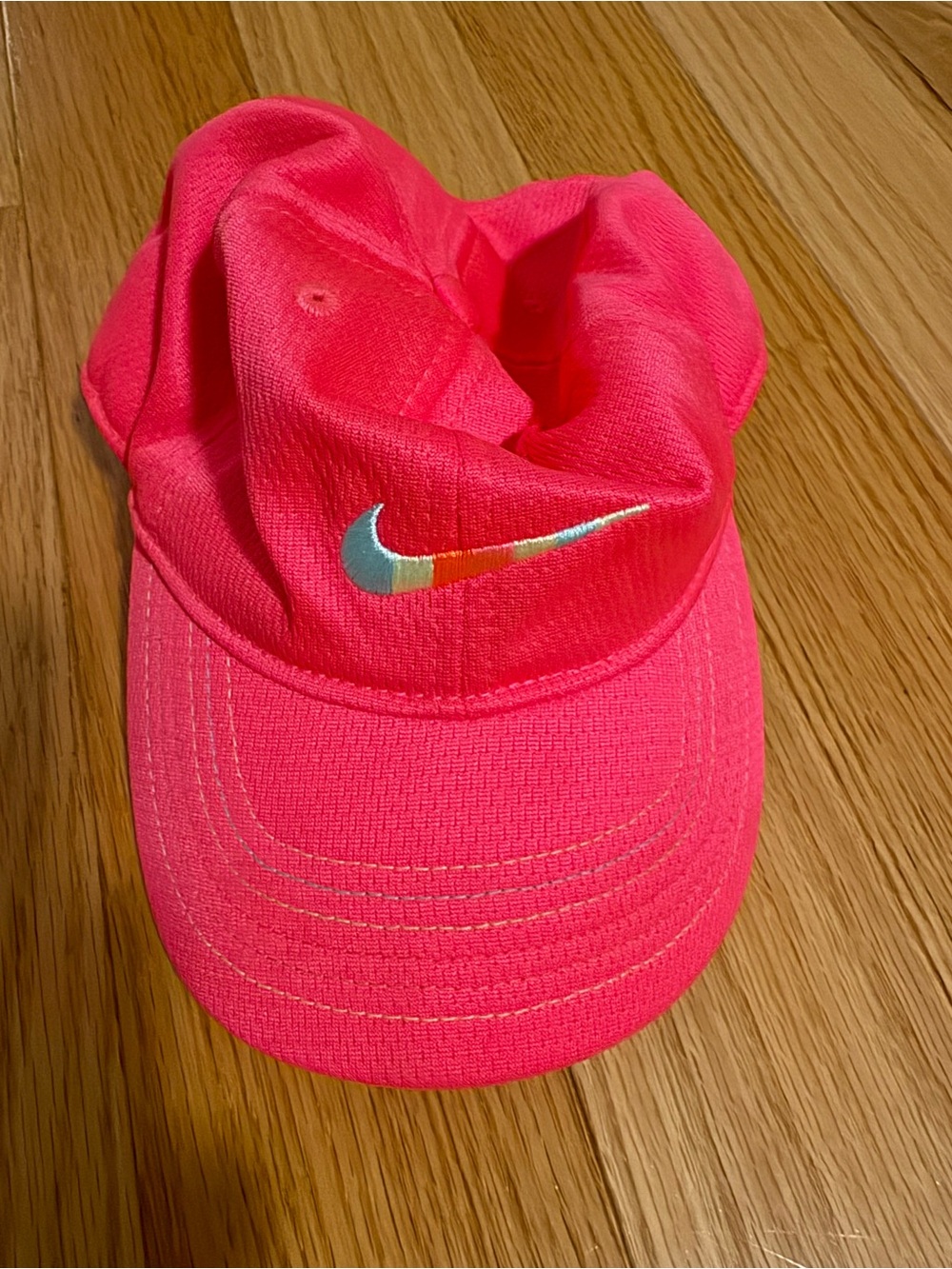 Nike Kids Neon Pink Cap with Multicolor Swoosh